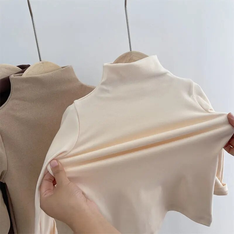 Sügistalv Lapsed Lapsed Poisid Tüdrukud T-särgid Topid Turtlene kaelus Tugev pikkade varrukatega Soe fliisist särgid Lastele T-särgid