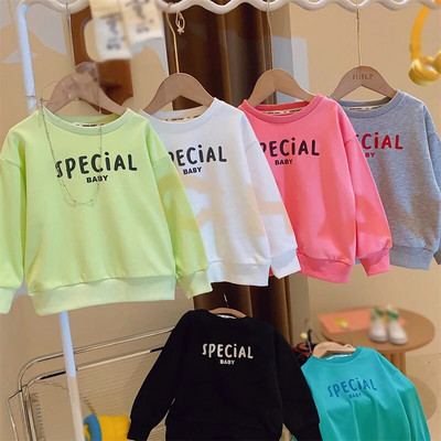 Children`s Clothing Spring Autumn New T-shirt Boys Girls Letter Simple Leisure Thin Long Sleeve Tops Sweater Kids Clothes