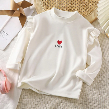 Ανοιξιάτικο φθινόπωρο Παιδικό μπλουζάκι μωρό μακρυμάνικο μπλουζάκια μόδας βολάν πουλόβερ Παιδικά ρούχα για κορίτσια κάτω Πουκάμισο μονό τοπ 2-12 ετών