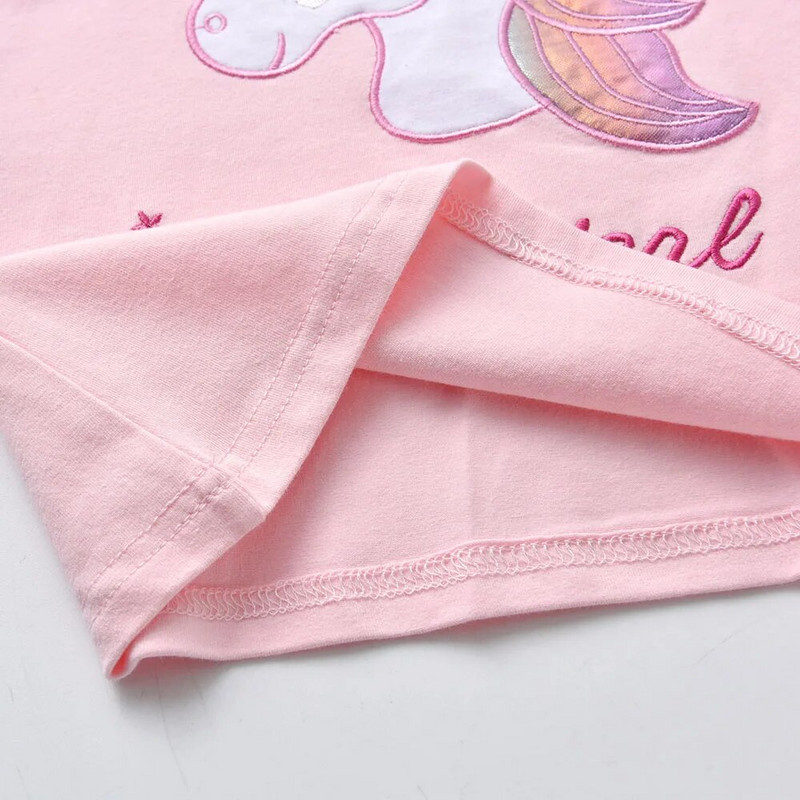 DXTON Baby Girls marškinėliai Rudeniniai Vaikiški Viršutiniai Mergaitėms Ilgomis rankovėmis Marškinėliai Vienaragiai Marškinėliai Raidžių aplikacijos Vaikiški Drabužiai 3-8Y