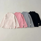 Toamnă Fată Baby Pit Dungate Mâneci Lungi Cămașă Cu fundul Copii Tricou subțire cu volană cu nervuri Copii Bumbac Solid Subțire Casual Tricouri