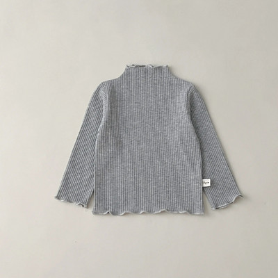 Toamnă Fată Baby Pit Dungate Mâneci Lungi Cămașă Cu fundul Copii Tricou subțire cu volană cu nervuri Copii Bumbac Solid Subțire Casual Tricouri
