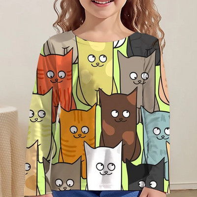 Kawaii majice, dječje majice za djevojčice, majice kratkih rukava od 9 do 12 godina, korejska dječja odjeća, jesen 2023., majice sa životinjama za djevojčice