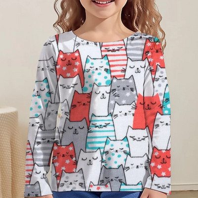 Kawaii majice, dječje majice za djevojčice, majice kratkih rukava od 9 do 12 godina, korejska dječja odjeća, jesen 2023., majice sa životinjama za djevojčice