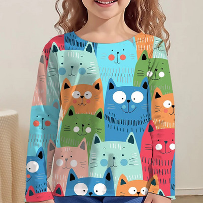 Kawaii majice, dječje majice za djevojčice, majice kratkih rukava od 9 do 12 godina, korejska dječja odjeća, jesen 2023., majice sa životinjama za djevojčice