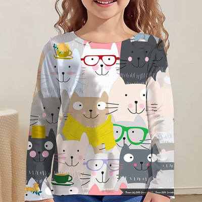 Kawaii majice, dječje majice za djevojčice, majice kratkih rukava od 9 do 12 godina, korejska dječja odjeća, jesen 2023., majice sa životinjama za djevojčice