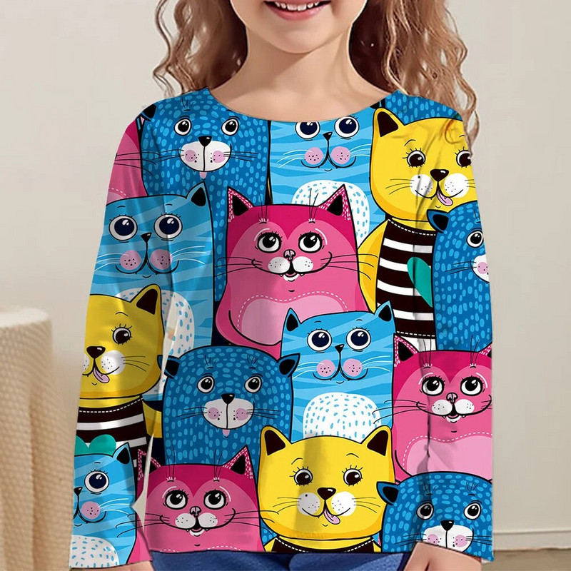 Kawaii majice, dječje majice za djevojčice, majice kratkih rukava od 9 do 12 godina, korejska dječja odjeća, jesen 2023., majice sa životinjama za djevojčice