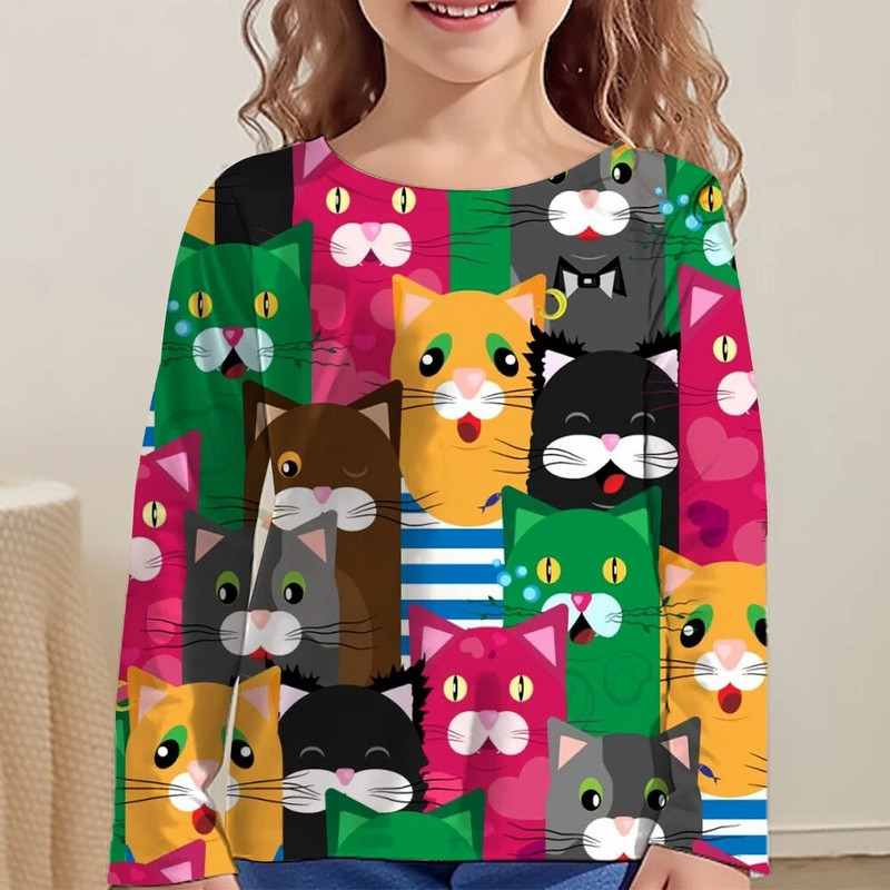 Kawaii majice, dječje majice za djevojčice, majice kratkih rukava od 9 do 12 godina, korejska dječja odjeća, jesen 2023., majice sa životinjama za djevojčice