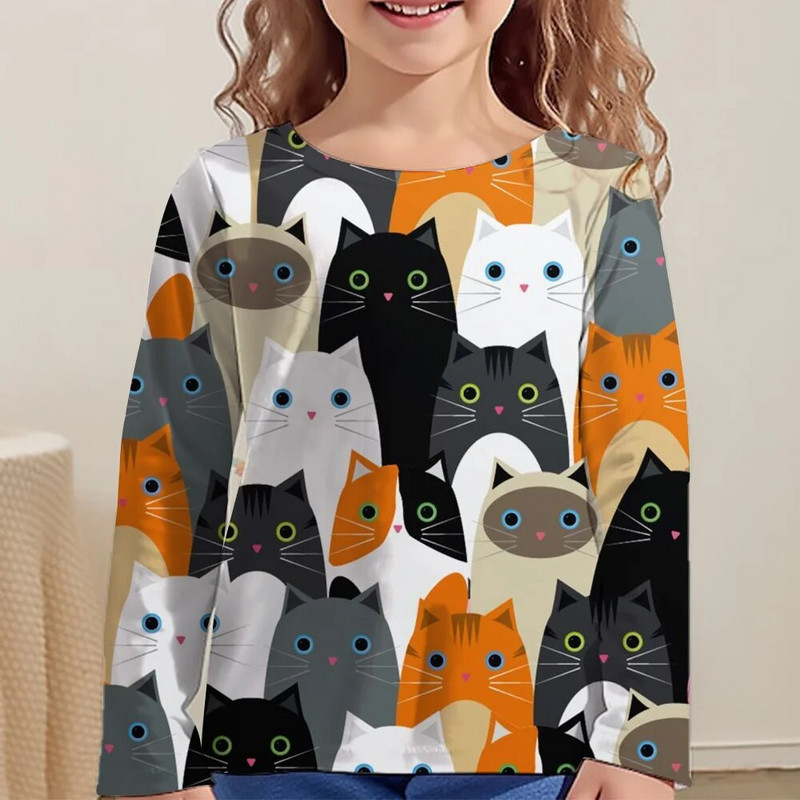 Kawaii majice, dječje majice za djevojčice, majice kratkih rukava od 9 do 12 godina, korejska dječja odjeća, jesen 2023., majice sa životinjama za djevojčice