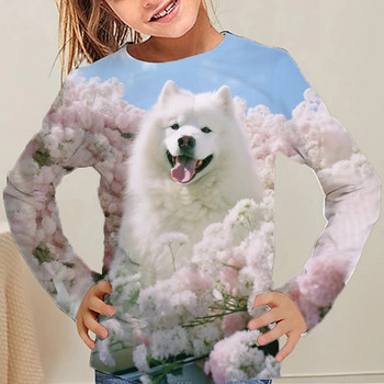 Μπλουζάκια για παιδιά 3d σκυλιά ζωάκια εμπριμέ ρούχα για έφηβο κορίτσι 11 ετών Χαριτωμένο ένα κομμάτι παιδικό μπλουζάκι παιδικό κορεατικό φθινόπωρο