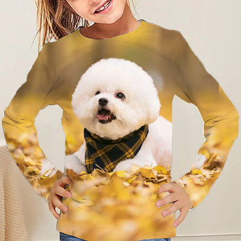 Μπλουζάκια για παιδιά 3d σκυλιά ζωάκια εμπριμέ ρούχα για έφηβο κορίτσι 11 ετών Χαριτωμένο ένα κομμάτι παιδικό μπλουζάκι παιδικό κορεατικό φθινόπωρο