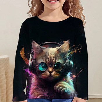 Μακρυμάνικο T-shirt Κοριτσάκι Κορυφαία παιδικά ρούχα 2023 Φθινόπωρο Παιδικά Tshirts Fluffy Cute Tees 3d printed from 6 έως 14 years