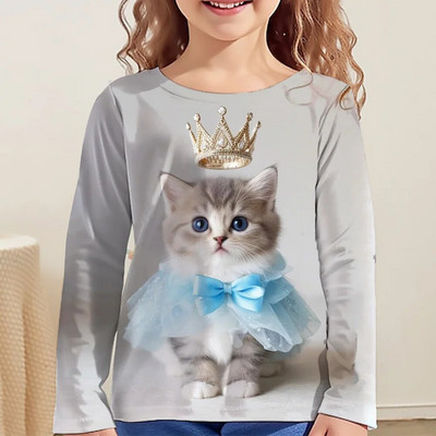 Pikkade varrukatega T-särk Tüdrukutele Parimad Korea lasteriided 2023. aasta sügise laste T-särgid Kohevad armsad T-särgid 3D-trükiga 6–14 aastat