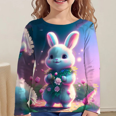 Pikkade varrukatega T-särk Tüdrukutele Parimad Korea lasteriided 2023. aasta sügise laste T-särgid Kohevad armsad T-särgid 3D-trükiga 6–14 aastat