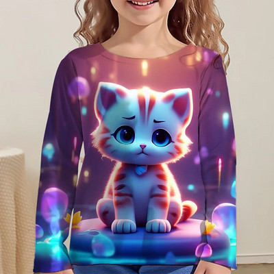 Pikkade varrukatega T-särk Tüdrukutele Parimad Korea lasteriided 2023. aasta sügise laste T-särgid Kohevad armsad T-särgid 3D-trükiga 6–14 aastat