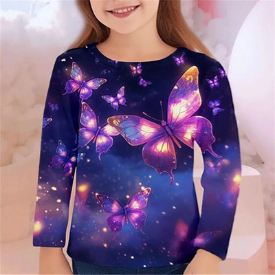 Îmbrăcăminte Copii Fete Tricou Pentru Copii Tricou Kawaii Fluture Cadou Aniversare 2023 Toamna Junior De la 10 La 12 Ani Adolescenti