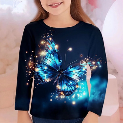 Îmbrăcăminte Copii Fete Tricou Pentru Copii Tricou Kawaii Fluture Cadou Aniversare 2023 Toamna Junior De la 10 La 12 Ani Adolescenti