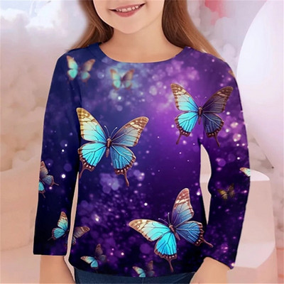 Îmbrăcăminte Copii Fete Tricou Pentru Copii Tricou Kawaii Fluture Cadou Aniversare 2023 Toamna Junior De la 10 La 12 Ani Adolescenti