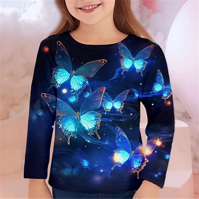 Îmbrăcăminte Copii Fete Tricou Pentru Copii Tricou Kawaii Fluture Cadou Aniversare 2023 Toamna Junior De la 10 La 12 Ani Adolescenti