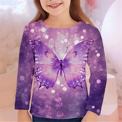 Îmbrăcăminte Copii Fete Tricou Pentru Copii Tricou Kawaii Fluture Cadou Aniversare 2023 Toamna Junior De la 10 La 12 Ani Adolescenti
