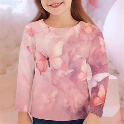 Îmbrăcăminte Copii Fete Tricou Pentru Copii Tricou Kawaii Fluture Cadou Aniversare 2023 Toamna Junior De la 10 La 12 Ani Adolescenti