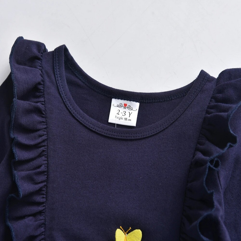 VIKITA Dječje majice kratkih rukava s 3D leptirima s lepršavim rukavima Pamučne ležerne majice s princezama za djevojčice, dječje mornarske slatke majice dugih rukava