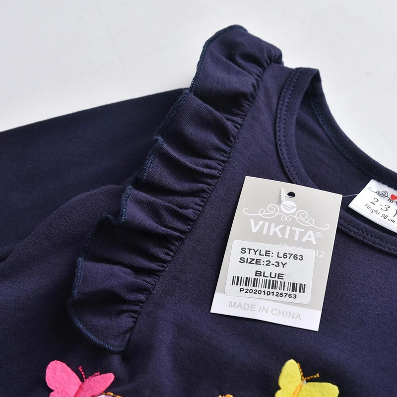 VIKITA Dječje majice kratkih rukava s 3D leptirima s lepršavim rukavima Pamučne ležerne majice s princezama za djevojčice, dječje mornarske slatke majice dugih rukava