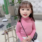 Rudeniniai mergaičių viršutiniai drabužiai Madingi grynos medvilnės marškinėliai su apatine apačia, vaikiška apykakle, ilgomis rankovėmis korėjietiškais marškinėliais vaikams