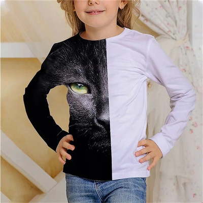 Dječja majica kratkih rukava sa životinjama, ležerna 3D ispis, aktivna Grilova majica dugih rukava, slatki mačkasti uzorak, dječja odjeća, 2023, uniseks majice