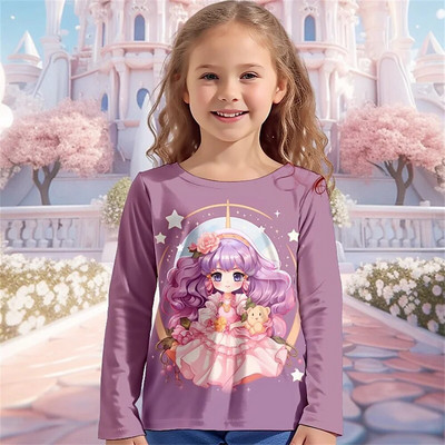 Lasteriided vanuses 6–14 aastat unistuste päkapikud, 3D muster 2023. aasta sügis, laste parimad tüdrukute t-särgid, mood lossi T-särgid