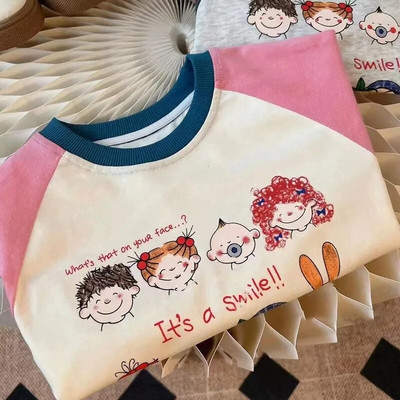 Meiteņu T-krekli ar apdruku ziedu topi bērniem ar garām piedurknēm bērnu blūze 2023. gada rudens Ziemas T-krekli Mazuļu tērpi Apģērbs