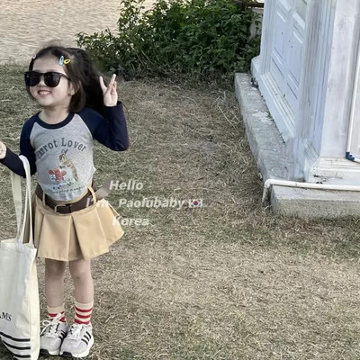 Meiteņu T-krekli ar apdruku ziedu topi bērniem ar garām piedurknēm bērnu blūze 2023. gada rudens Ziemas T-krekli Mazuļu tērpi Apģērbs