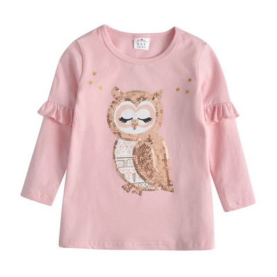 DXTON bērnu vienradzis multfilmas T krekls meitenēm apģērbi ar garām piedurknēm Pavasara ikdienas apģērba topi Maziem bērniem rozā trikotāžas bērnu apģērbi