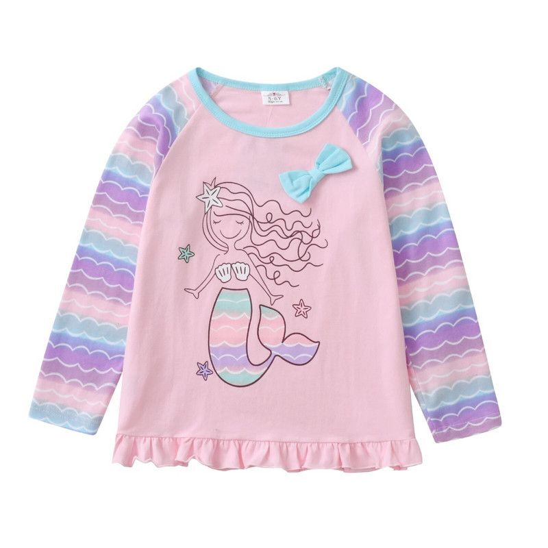 DXTON bērnu vienradzis multfilmas T krekls meitenēm apģērbi ar garām piedurknēm Pavasara ikdienas apģērba topi Maziem bērniem rozā trikotāžas bērnu apģērbi