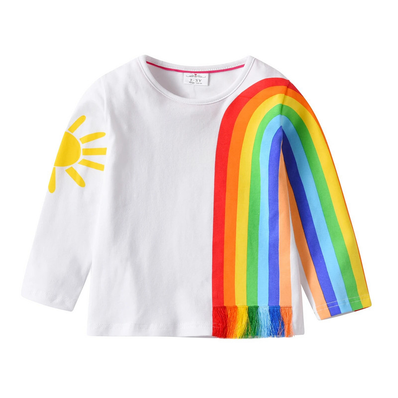 DXTON bērnu vienradzis multfilmas T krekls meitenēm apģērbi ar garām piedurknēm Pavasara ikdienas apģērba topi Maziem bērniem rozā trikotāžas bērnu apģērbi