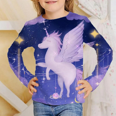 T-krekli bērniem Topi ar garām piedurknēm Bērnu meiteņu T krekls Modes T-krekli 3D Print Outdoor Kids Rudens Apģērbi 2023 Korejiešu