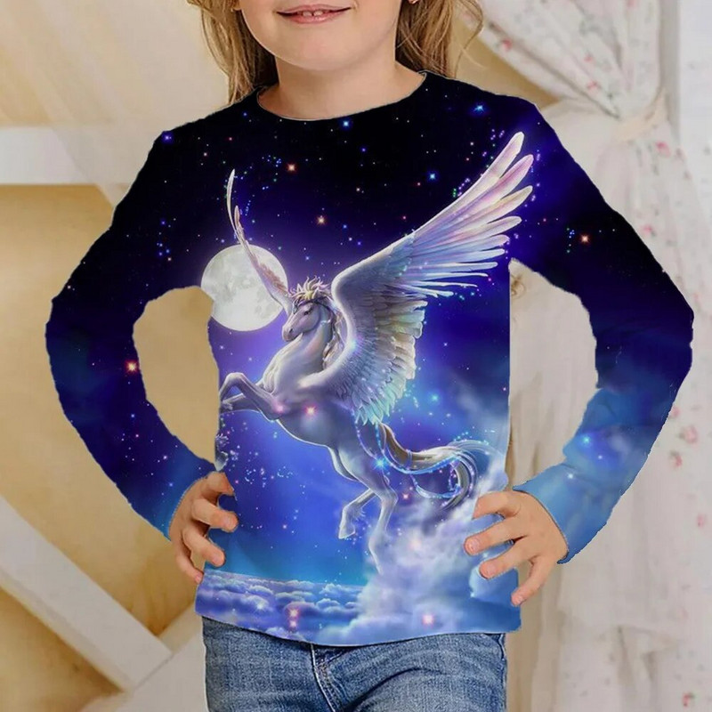 T-krekli bērniem Topi ar garām piedurknēm Bērnu meiteņu T krekls Modes T-krekli 3D Print Outdoor Kids Rudens Apģērbi 2023 Korejiešu