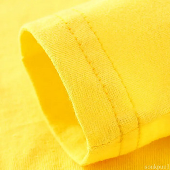Есен Пролет Памучна детска тениска Момчета Момичета Тениски с дълъг ръкав Бяла риза Детски горнища Бебешки дрехи Едноцветни черни сини жълти