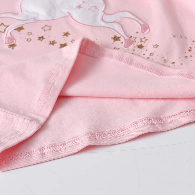 VIKITA Dječje ružičaste majice dugih rukava Jednorog majica kratkih rukava s apliciranim crtićima Dječja pamučna ležerna jesen proljeće zimska majica