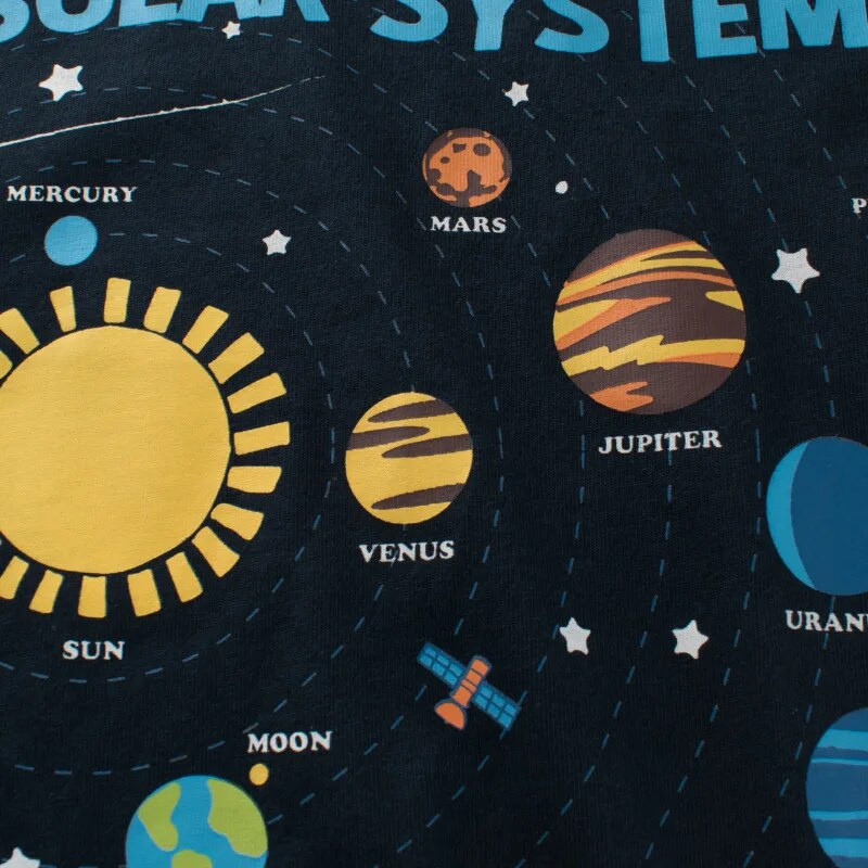 Animacinių filmų erdvės marškinėliai berniukams, mergaitėms 2024 m. prekės ženklo vaikiški drabužiai rudeniniai nauji vaikiški marškinėliai ilgomis rankovėmis medvilniniai marškinėliai