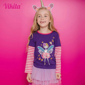 VIKITA Majice s bajkama za djevojčice, dječje pamučne majice s dugim rukavima i o izrezom, ležerne majice, majice za djevojčice, jesen, proljeće, dječja odjeća