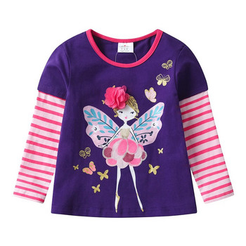 VIKITA Girls Fairy Print Μπλουζάκια Παιδικά Μακρυμάνικα O Λαιμόκοψη Βαμβακερά μπλουζάκια και μπλουζάκια για κορίτσια Φθινοπωρινά ανοιξιάτικα μπλουζάκια Παιδικά ρούχα