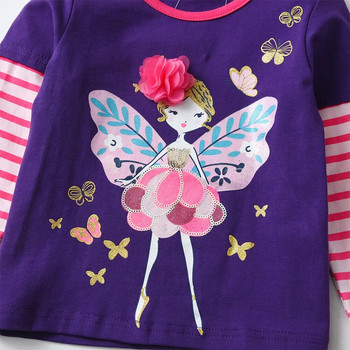 VIKITA Girls Fairy Print Μπλουζάκια Παιδικά Μακρυμάνικα O Λαιμόκοψη Βαμβακερά μπλουζάκια και μπλουζάκια για κορίτσια Φθινοπωρινά ανοιξιάτικα μπλουζάκια Παιδικά ρούχα