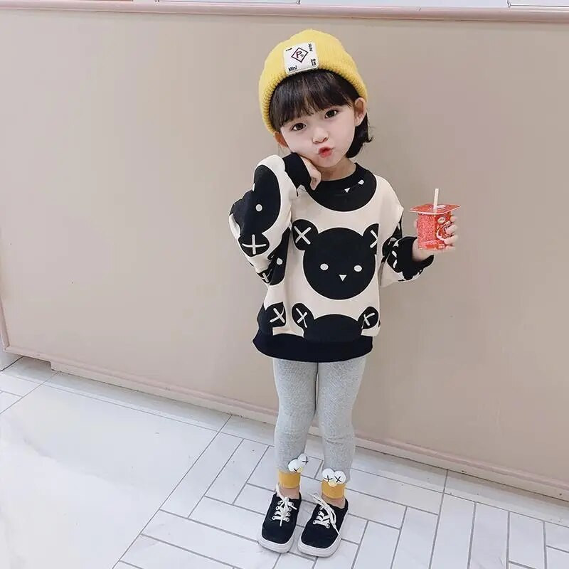 Vaikiškas meškiukas mergaičių megztinis rudeninis ilgomis rankovėmis vaikiškas animacinis megztinis 2-8 metų berniukams Madingas megztinis