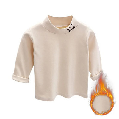 Jesen Zima Djeca Djeca Dječaci Djevojčice Majice kratkih rukava Majice s dolčevitom Jednobojni dugi rukavi Tople majice s donjim dijelom od flisa Majice za djecu 3-7 godina