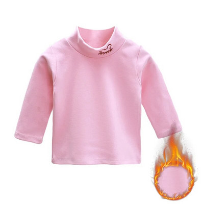 Jesen Zima Djeca Djeca Dječaci Djevojčice Majice kratkih rukava Majice s dolčevitom Jednobojni dugi rukavi Tople majice s donjim dijelom od flisa Majice za djecu 3-7 godina