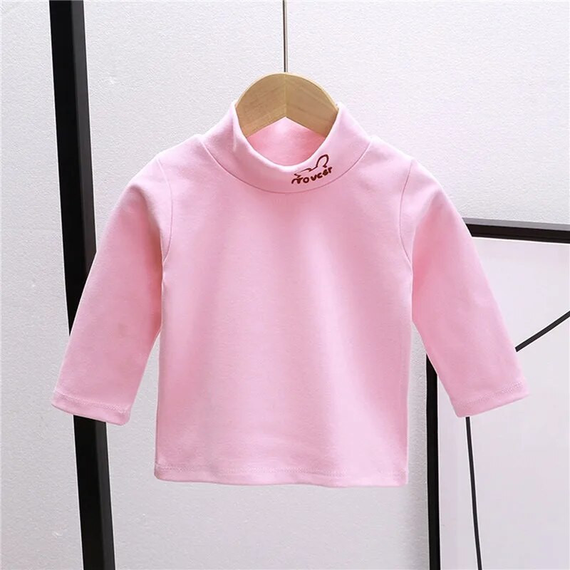 Jesen Zima Djeca Djeca Dječaci Djevojčice Majice kratkih rukava Majice s dolčevitom Jednobojni dugi rukavi Tople majice s donjim dijelom od flisa Majice za djecu 3-7 godina