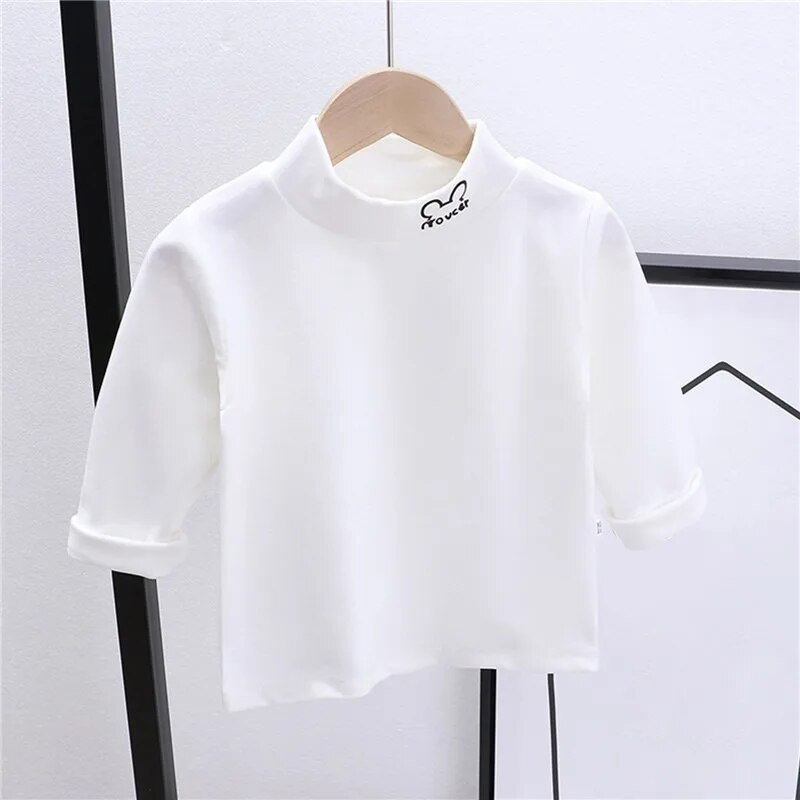 Jesen Zima Djeca Djeca Dječaci Djevojčice Majice kratkih rukava Majice s dolčevitom Jednobojni dugi rukavi Tople majice s donjim dijelom od flisa Majice za djecu 3-7 godina