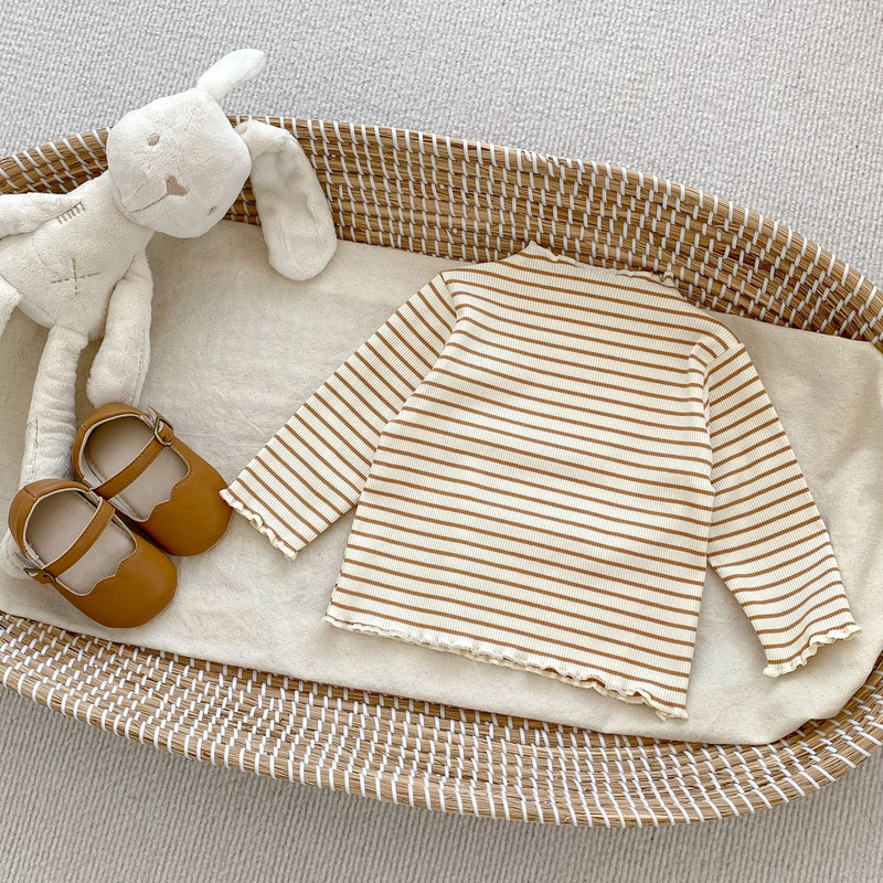 MiniAinis Rudens Ziemas Bērnu Koka Ausu Mala Garām Piedurknēm T-krekls Meiteņu Kokvilnas Slēpošanas Kostīms Meiteņu Apakšslānis Daudzpusīgi Top Bērnu Apģērbi