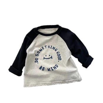 Детски тениски 2023 Есенна тениска за деца Горнища за момичета с дълъг ръкав Тениски за момчета 1-10 години Ученическа бебешка блуза Връхни дрехи за малки деца